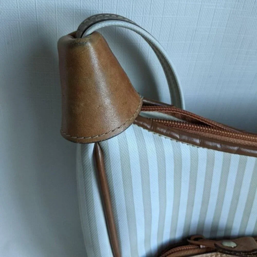 Allan Edward Shoulder Bag Striped Leather Accents Hobo Handbag